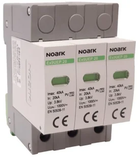 Noark Ogr przepięć SPD Ex9UEP typ II 1000 V DC 3 moduły szer. dla nieuziemionych systemów PV Ex9UEP 20 3P 1000 110177 - Piorunochrony - miniaturka - grafika 2