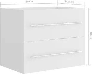 VidaXL Lumarko Szafka pod umywalkę, biała, 60x38,5x48 cm, płyta wiórowa 804692 VidaXL - Meble łazienkowe - miniaturka - grafika 8