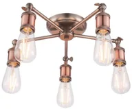 Lampy sufitowe - Endon Rustykalna LAMPA sufitowa HAL 76336 Endon regulowana OPRAWA metalowy plafon spider pająk miedź cyna 76336 - miniaturka - grafika 1