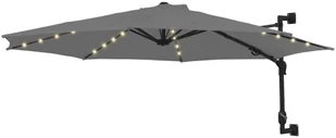 vidaXL Parasol ścienny z LED, na metalowym słupku, 300 cm, antracytowy vidaXL - Parasole ogrodowe - miniaturka - grafika 2