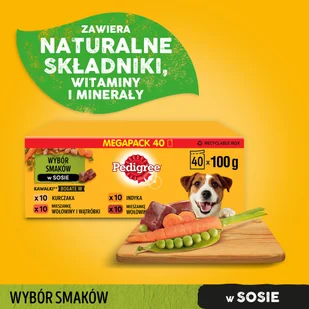Pedigree Adult saszetka 40x100 g Mix Smaków w Sosie mokra karma pełnoporcjowa dla dorosłych psów kawałki bogate w kurczaka kawałki bogate w mieszankę wołowiny i wątróbki kawałki bogate w indyka - Mokra karma dla psów - miniaturka - grafika 3