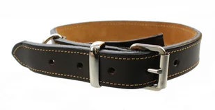 WIREX (PL) Solidna Obroża Dla Psa Czekoladowa z Beżową Nitką Skóra Naturalna 40 mm / 78 cm WIREX (PL) - Obroże dla psów - miniaturka - grafika 3