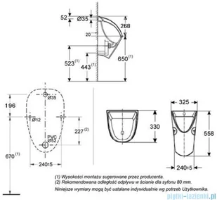 Roca Pisuar z systemem radarowym Chic A35949O00R - Pisuary - miniaturka - grafika 3