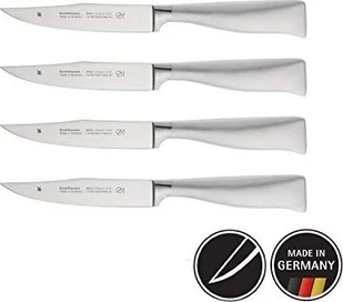WMF Grand Gourmet noże do steków nóż zestaw 4-częściowy, kuty, Performance Cut, specjalna stal ostrza, uchwyt ze stali nierdzewnej, ostrze 13 cm, nierdzewna, Przezroczysty, 37 x 8 x 3.1 cm, 4-jednoste - Noże kuchenne - miniaturka - grafika 2