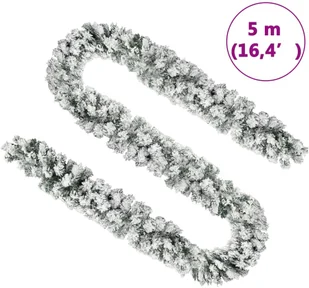 vidaXL Świąteczna girlanda pokryta śniegiem, zielona, 5 m, PVC - Ozdoby bożonarodzeniowe - miniaturka - grafika 5