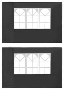 vidaXL Ścianki boczne do namiotu, 2 szt., z oknem, PE, antracytowe - Pawilony ogrodowe - miniaturka - grafika 4