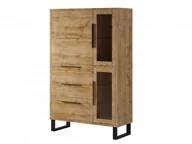 Komody - Helvetia Nowoczesna witryna HALLE 12 Dąb Wotan HALLE_24N0HK12_3D3S - miniaturka - grafika 1