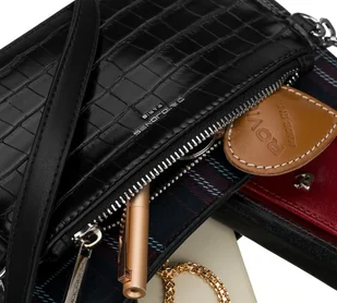 David Jones Listonoszka w kratę z saszetką croco na łańcuszku - Torebki damskie - miniaturka - grafika 9