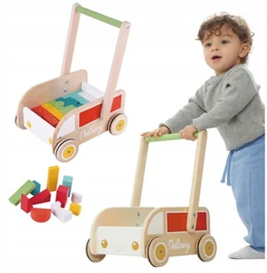 Classic World Kolorowy Drewniany Chodzik Pchacz  Classic World z Klockami CW53641 - Pchacze - miniaturka - grafika 5