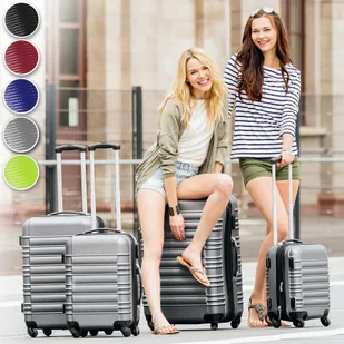 tectake Zestaw walizek ABS 4 częściowy - bordowy 402026 - Walizki - miniaturka - grafika 4