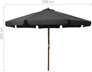 vidaXL Parasol ogrodowy na drewnianym słupku, 350 cm, antracytowy vidaXL - Parasole ogrodowe - miniaturka - grafika 5