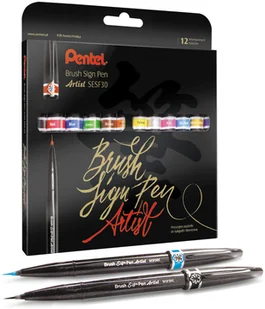 Pentel Pisaki artystyczne 12kol Artist Brush Sign Pen SESF30C-ST12PL - Flamastry - miniaturka - grafika 2
