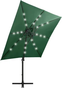 vidaXL Parasol wiszący z lampkami LED i słupkiem, zielony, 250 cm 312321 - Parasole ogrodowe - miniaturka - grafika 4