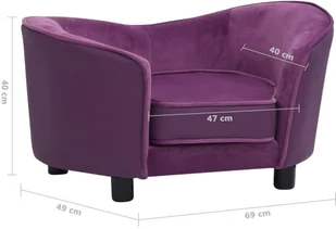 Vidaxl Lumarko Sofa dla psa, burgundowa, 69x49x40 cm, plusz i sztuczna skóra! 171035 - Legowiska dla psów - miniaturka - grafika 8