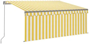 VidaXL Lumarko Ręcznie zwijana markiza z zasłoną, 3x2,5 m, żółto-biała 3069378 VidaXL - Markizy - miniaturka - grafika 3