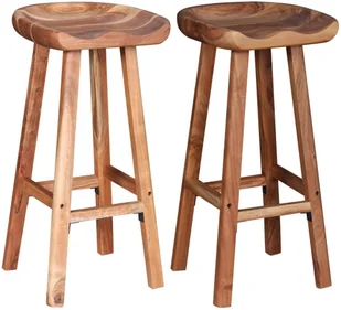 vidaXL Dwa stołki barowe z drewna akacjowego, 38x37x76 cm - Taborety i hokery - miniaturka - grafika 2