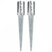 Akcesoria do ogrodzeń - Vida Kołki gruntowe 2 szt. srebrne 8x61 cm stal galwanizowana V-145429 - miniaturka - grafika 1