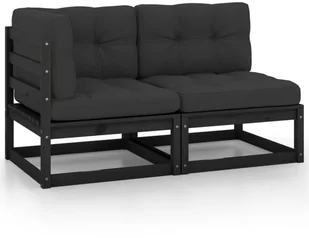 vidaXL 2-cz. zestaw wypoczynkowy do ogrodu, z poduszkami, czarny - Meble ogrodowe - miniaturka - grafika 2