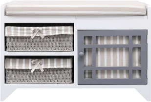 vidaXL Ławka do przedpokoju, biała, 70x33,5x45 cm, drewno paulownia vidaXL - Ławki do przedpokoju - miniaturka - grafika 3