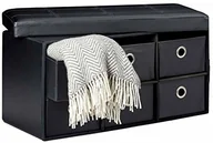 Pufy i podnóżki - Relaxdays Relaxdays Składana otomana składany 6 wyjmowanych przegródek, 38 x 76 x 38 cm, składany koc ze sztucznej skóry pudełko do przechowywania zabawek siedzisko ławka puffe taboret, czarny, 38 x 76 x 38 cm - miniaturka - grafika 1