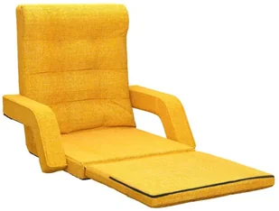 VidaXL Lumarko Składane krzesło podłogowe z funkcją spania, musztardowe 336528 VidaXL - Szezlongi - miniaturka - grafika 6