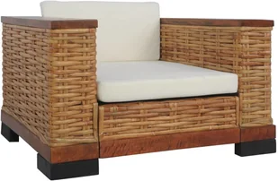 vidaXL 3-cz. zestaw wypoczynkowy, poduszki, brązowy, naturalny rattan 3+2+1 - Komplety wypoczynkowe - miniaturka - grafika 3