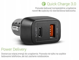 Green Cell Ładowarka samochodowa Green Cell USB-C Power Delivery + USB Quick Charge 3.0 CAD33 - Ładowarki samochodowe - miniaturka - grafika 6
