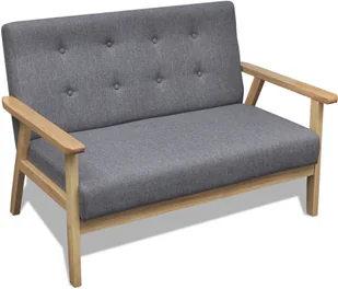 vidaXL Szara sofa retro z drewnianš ramš - Sofy i kanapy - miniaturka - grafika 4