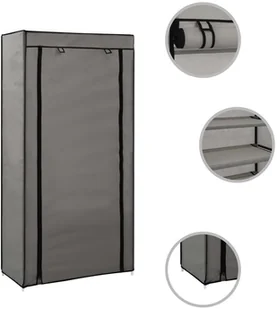 vidaXL Szafka na buty z osłoną, szara, 58x28x106 cm, tkanina - Szafki na buty - miniaturka - grafika 3
