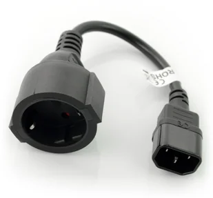 LANBERG LANBERG Przedłużacz kabla zasilającego IEC 320 C14 Schuko 20cm czarny (CA-C14E-10CC-0018-BK) - Kable komputerowe i do monitorów - miniaturka - grafika 3