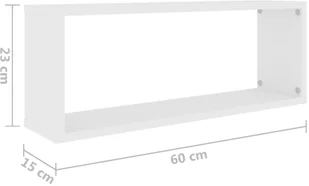 VidaXL Lumarko Półki ścienne kostki, 4 szt., białe, 60x15x23 cm, płyta wiórowa - Półki do salonu - miniaturka - grafika 10