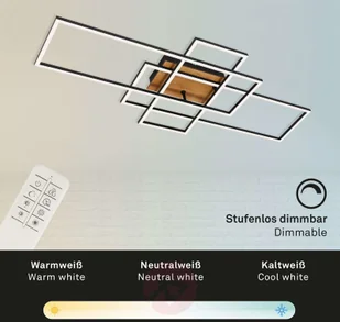 Briloner Lampa sufitowa Frame CCT, pilot, czarna/drewniana - Lampy sufitowe - miniaturka - grafika 3
