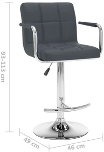 vidaXL Stołki barowe, 2 szt., szare, sztuczna skóra - Taborety i hokery - miniaturka - grafika 8
