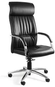 Fotele i krzesła biurowe - Unique Meble Fotel biurowy obrotowy BRANDO czarny - skóra naturalna - miniaturka - grafika 1