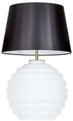 Lampy stojące - 4concepts Stojąca LAMPA stołowa SAINT TROPEZ WHITE L215922229 abażurowa LAMPKA nocna do sypialni czarna biała L215922229 - miniaturka - grafika 1