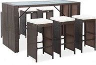 Pozostałe meble ogrodowe - vidaXL 7 częściowy zestaw barowy do ogrodu z poduszkami rattan PE brązowy 49559 49559 - miniaturka - grafika 1