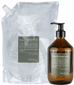 Kosmetyki do kąpieli - Jean & Len Hand & Body Wash Rosemary & Ginger w szklanej butelce + opakowanie uzupełniające 1,5 l do 3 x uzupełniania, mydło do rąk jako ochrona i higienicznie czyste ręce - miniaturka - grafika 1