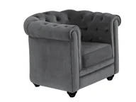 Fotele - Vente-Unique Fotel CHESTERFIELD - Jasnoszary welur - miniaturka - grafika 1