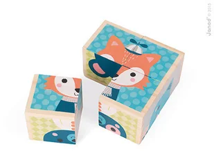 Janod Klocki drewniane Puzzle 6w1 Las - Klocki - miniaturka - grafika 2