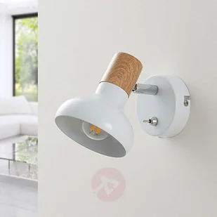 Lampenwelt com Biały metalowy reflektor Fridolin z przełącznikiem - Lampy ścienne - miniaturka - grafika 2