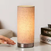 Lampy stojące - Lampenwelt Kremowa lampa stołowa Ronja z tkaniny - miniaturka - grafika 1