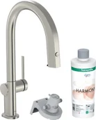 Baterie kuchenne - Hansgrohe 76800800 Aqittura M91 FilterSystem 210 wyciągana wylewka 1jet sBox zestaw startowy stal szlachetna - miniaturka - grafika 1