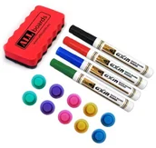 Akcesoria do tablic - Allboards Zestaw - gąbka magnetyczna + 4 markery suchościeralne + kolorowe magnesy MMG - miniaturka - grafika 1