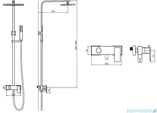 Omnires Parma zestaw natryskowy czarny PM7444BL W magazynie) - Zestawy prysznicowe - miniaturka - grafika 2