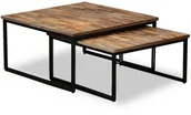 Ławy i stoliki kawowe - vidaXL Zestaw 2 stolików wsuwanych pod siebie, odzyskane drewno tekowe - miniaturka - grafika 1