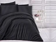 Pościel - Darymex Pościel satyna bawełniana CIZGILI BLACK/140x200+1posz. 70x80 EXCLUSIVE POSAT/140X200+1P/CIZBLAC - miniaturka - grafika 1