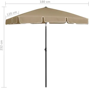 VidaXL Parasol plażowy, taupe, 180x120 cm 314722 VidaXL - Parasole ogrodowe - miniaturka - grafika 8