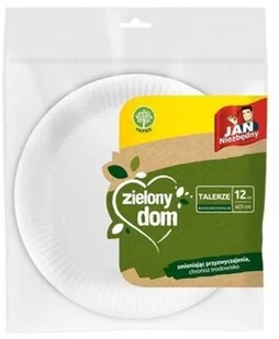 Jan Niezbędny Zielony Dom Talerze 23cm biodegradowalne 12szt - Naczynia i sztućce jednorazowe - miniaturka - grafika 2