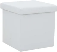 Pufy i podnóżki - vidaXL Składany stołek ze schowkiem, ekoskóra, 38x38x38 cm, biały vidaXL - miniaturka - grafika 1