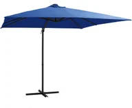 Parasole ogrodowe - vidaXL Parasol wiszący z LED i stalowym słupkiem, 250x250 cm, lazurowy vidaXL - miniaturka - grafika 1